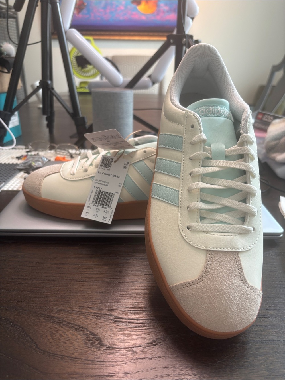 adidas VL Court Base Men’s Sneakers - White & Light Blue